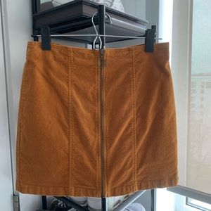 Forever 21, velvet, zip-up, mustard yellow mini skirt, size M